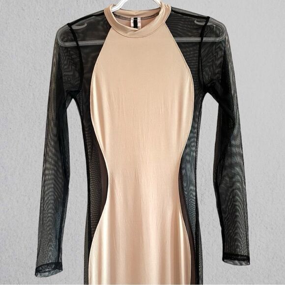 Nude and mesh maxi bodycon dress - Picture 5 of 8